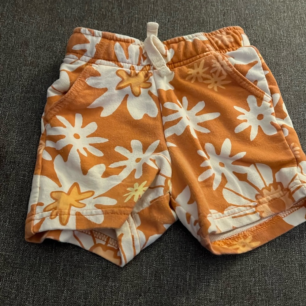 18M Cat & Jack Floral Orange and Beige Shorts
